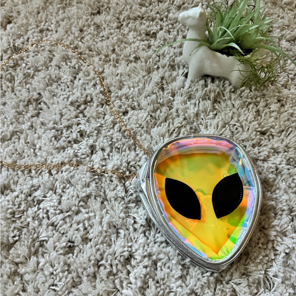 Alien head holographic purse - a unique and fun edm rave festival bag ac…
